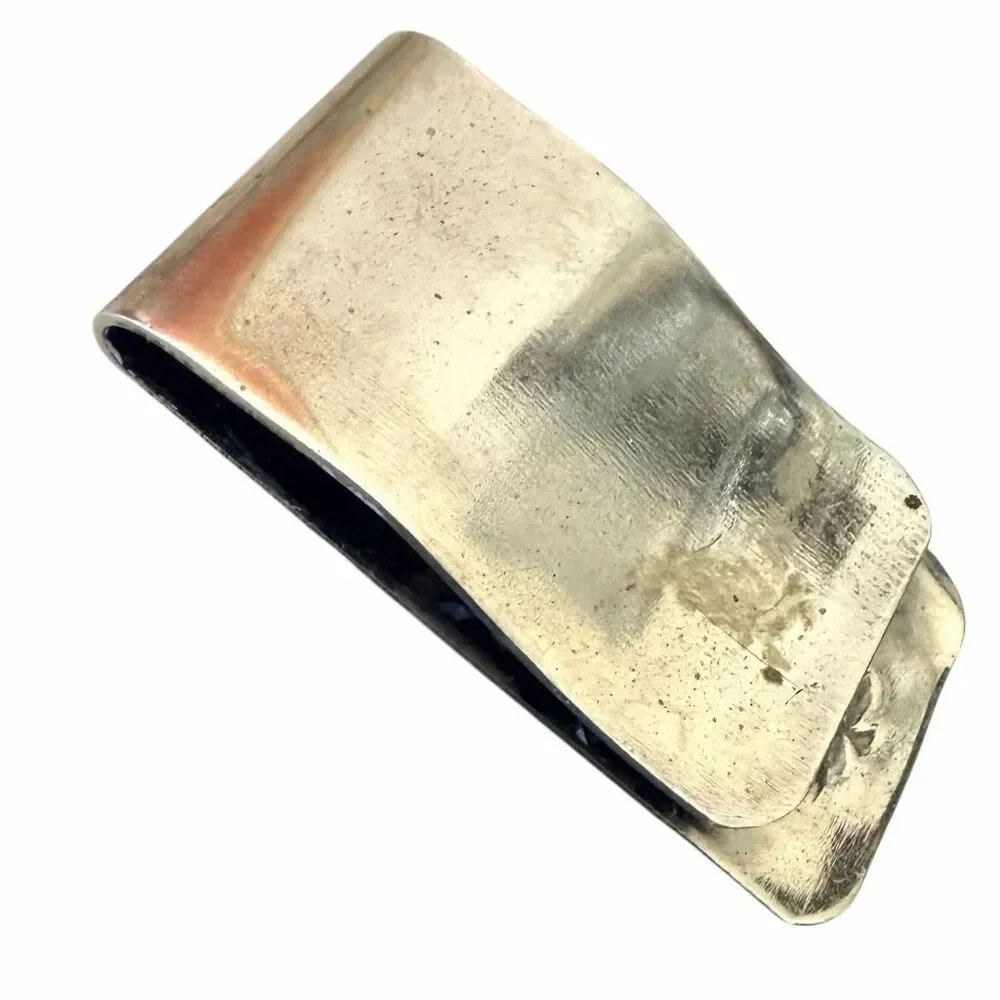 Vintage Sterling Silver Overlay Money Clip Hand Engraved Scroll Design